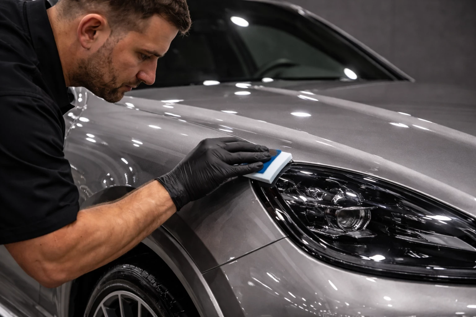 Nano ceramic coating application on a luxury vehicle